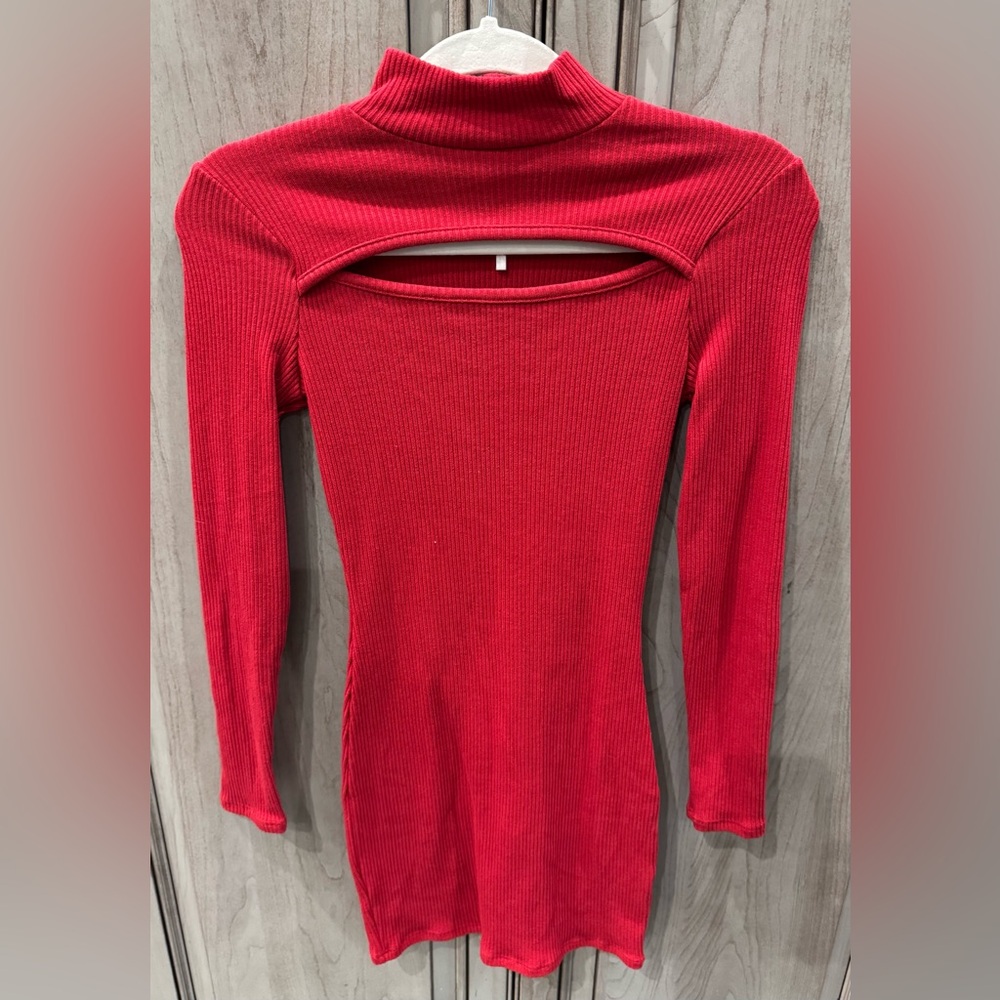 Junie Red Long Sleeve Fitted Dress Size Small
